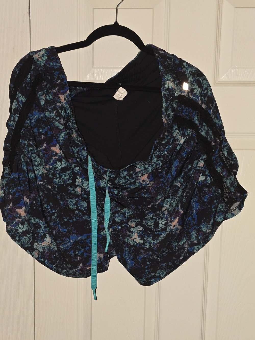 Fabletics Blue Teal Marble Print Athletic Shorts